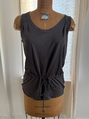 Banana Republic Sleeveless Drawstring Tank - Charcoal Gray